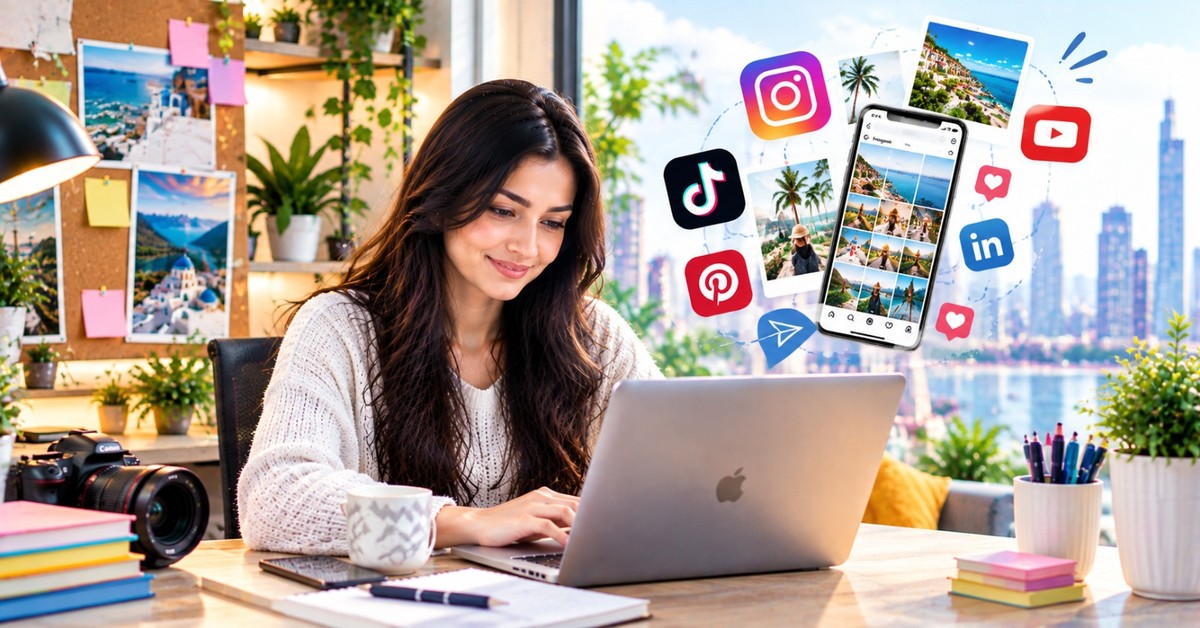 A set of finished social media designs laid out as a portfolio