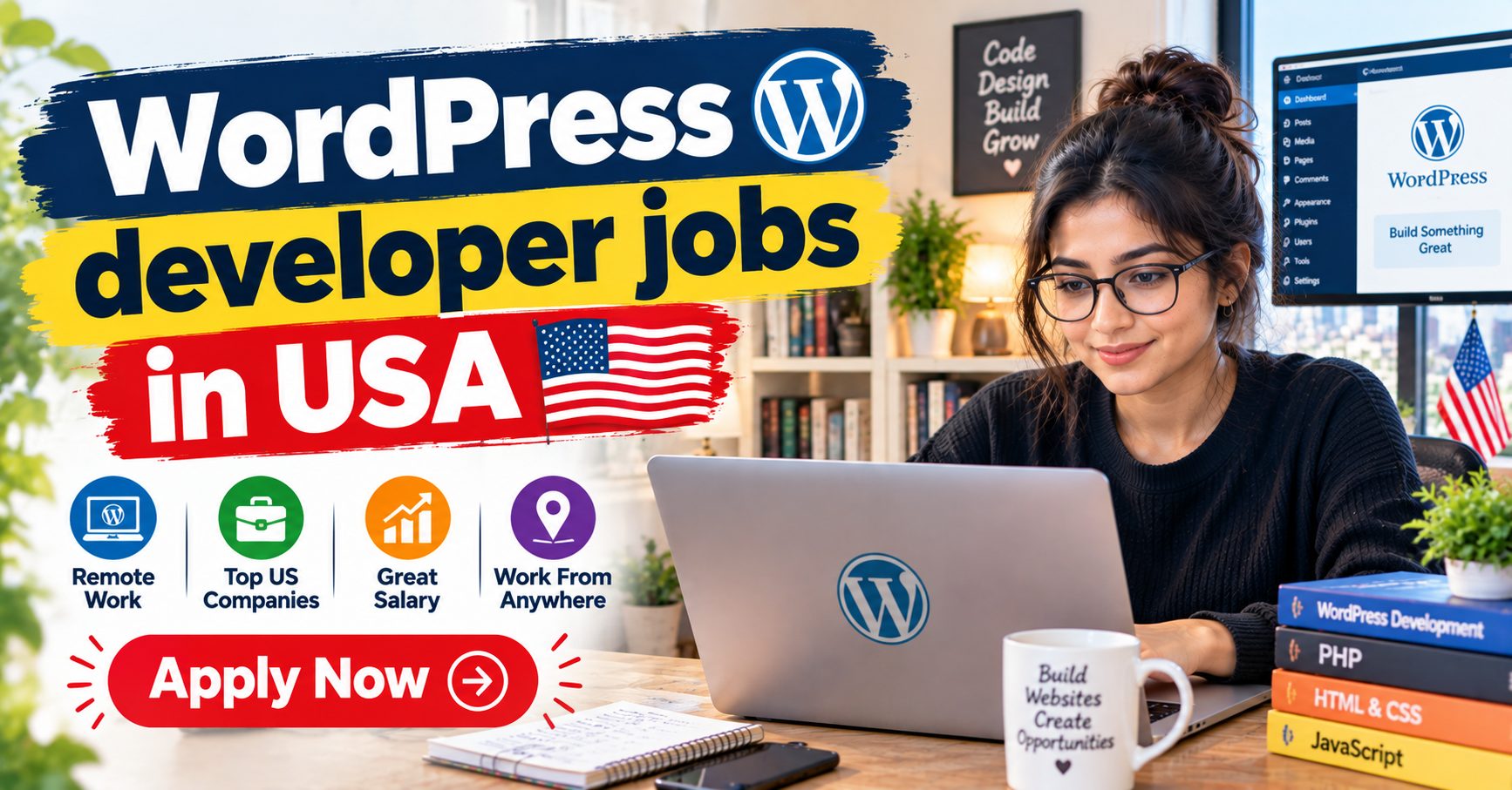 Remote WordPress developer jobs in USA banner for agencies and in-house marketing teams
