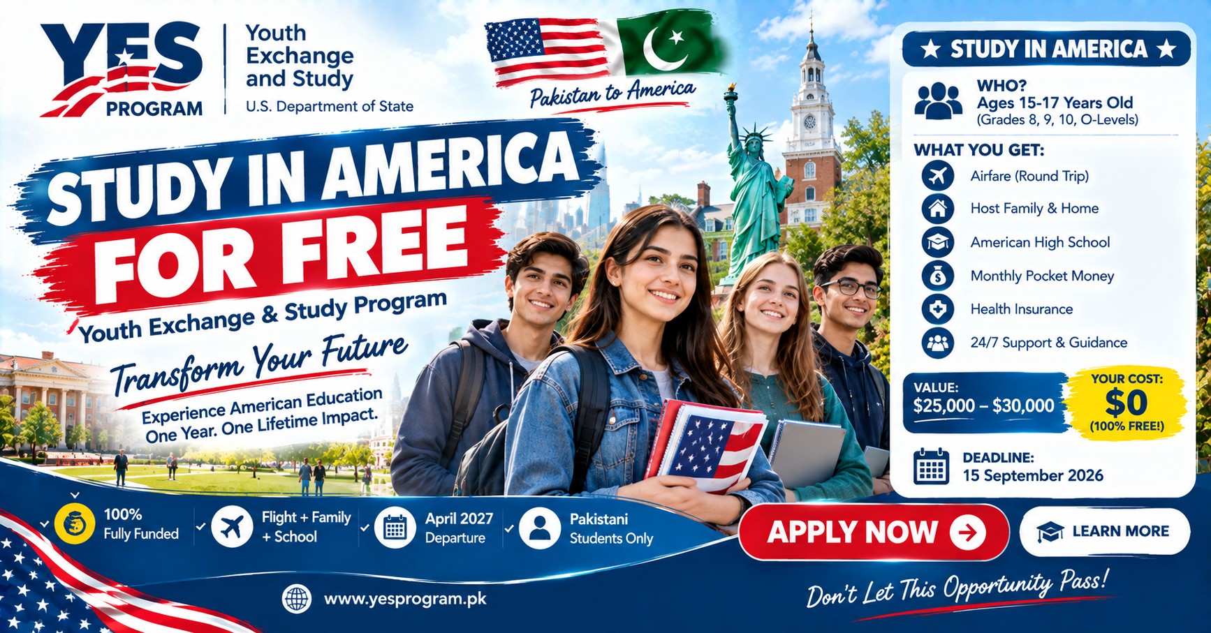 Kennedy-Lugar YES Program Pakistan students who will study at an American high school