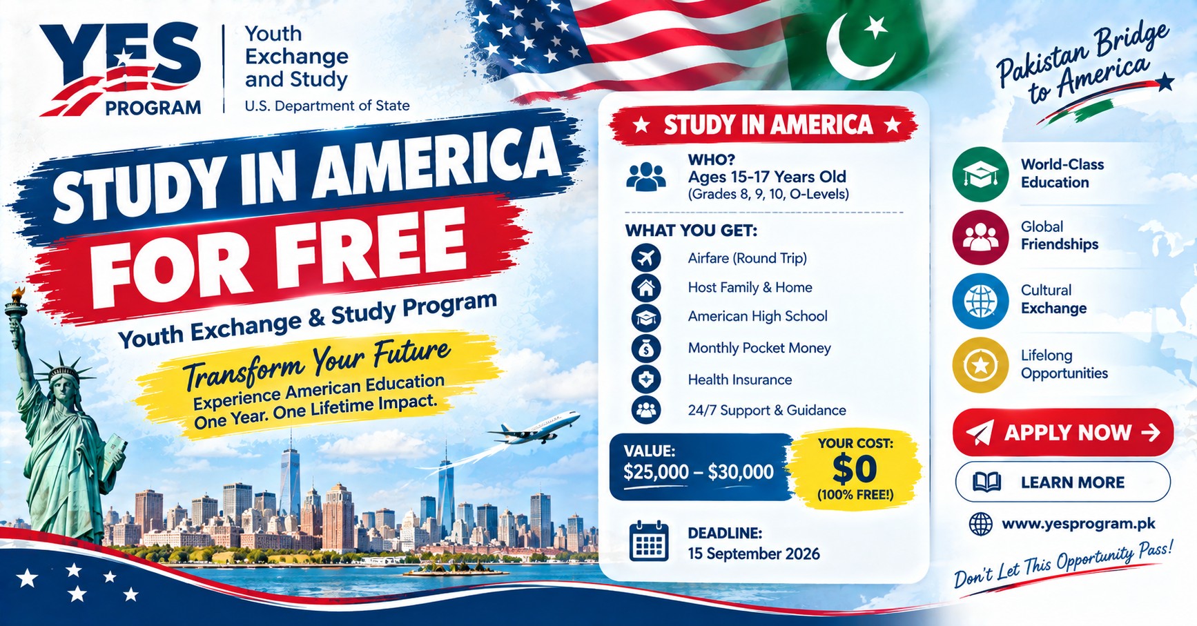 Kennedy-Lugar YES Program Pakistan 2027 poster