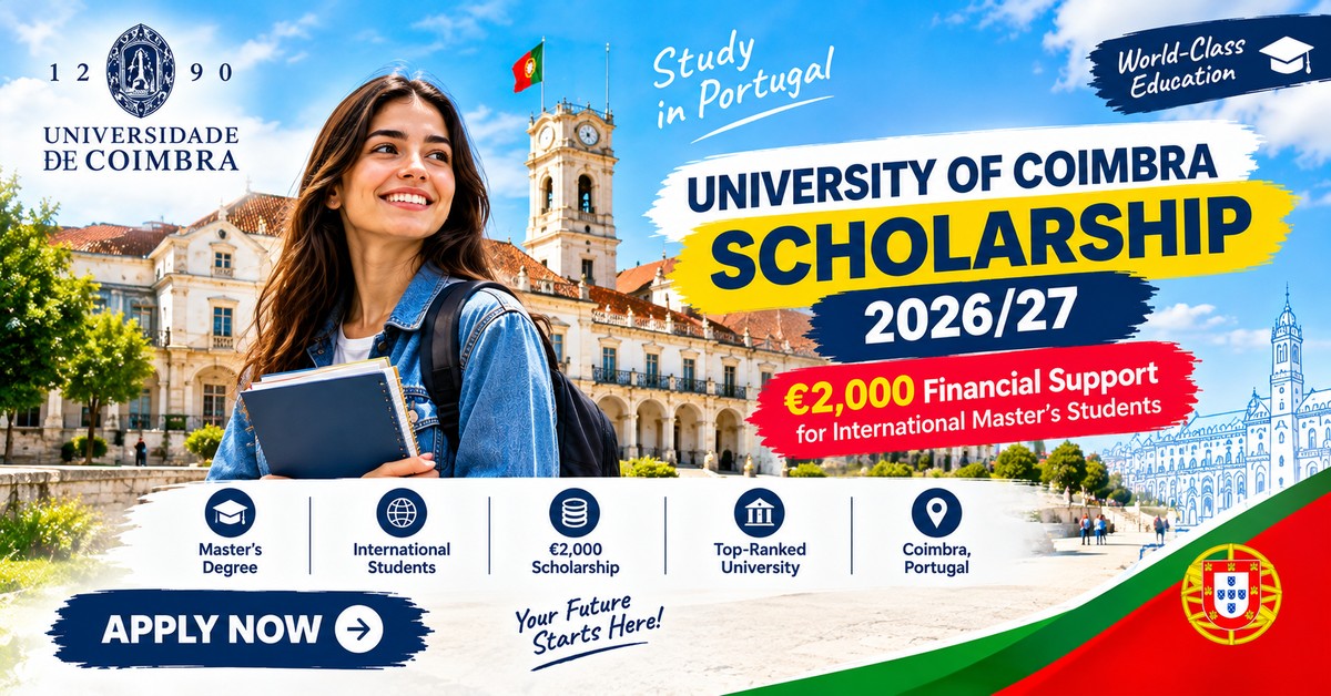 University of Coimbra €2,000 Master's Scholarship for International Students poster