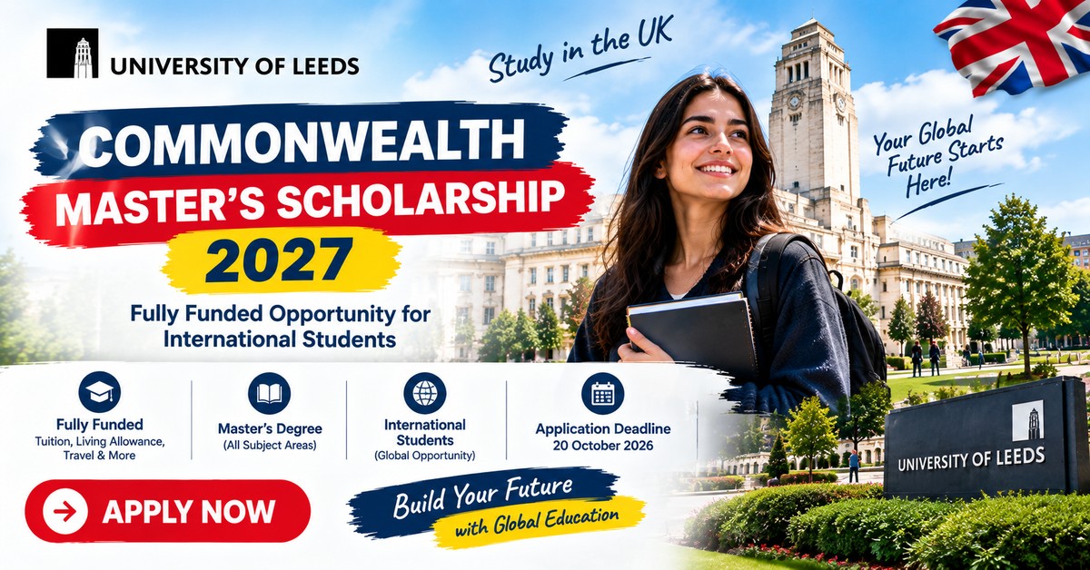 University of Leeds Commonwealth Master's Scholarship 2027 (Fully Funded, UK) poster