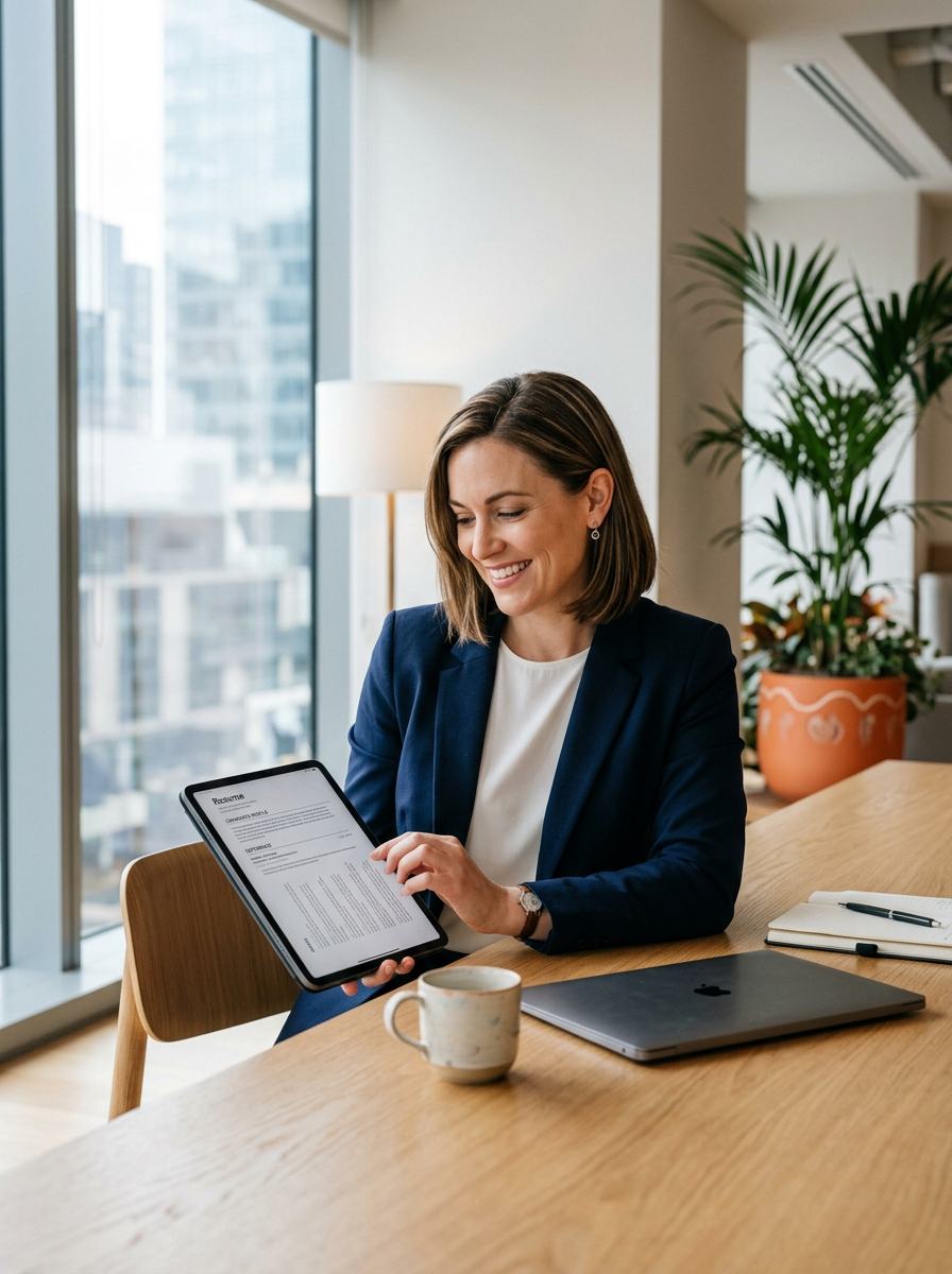 A hiring manager reading a candidate&rsquo;s resume